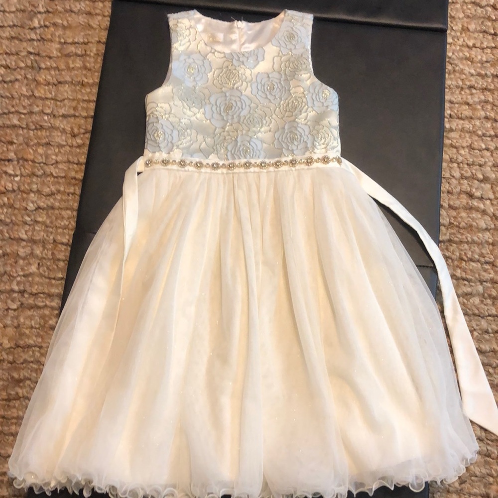 American princess girls dress size 10 light blue cream floral